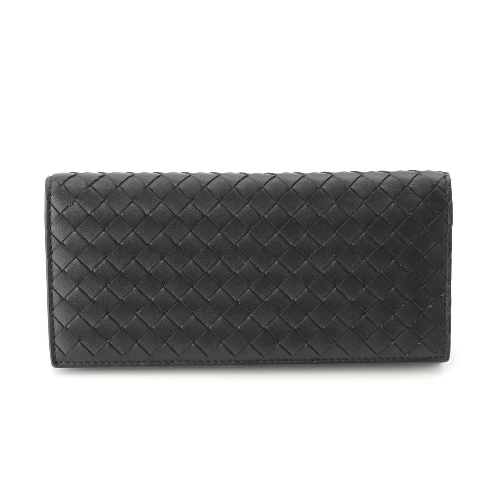 Bottega Veneta Intrecciato Leather Long Wallet Billfold Black